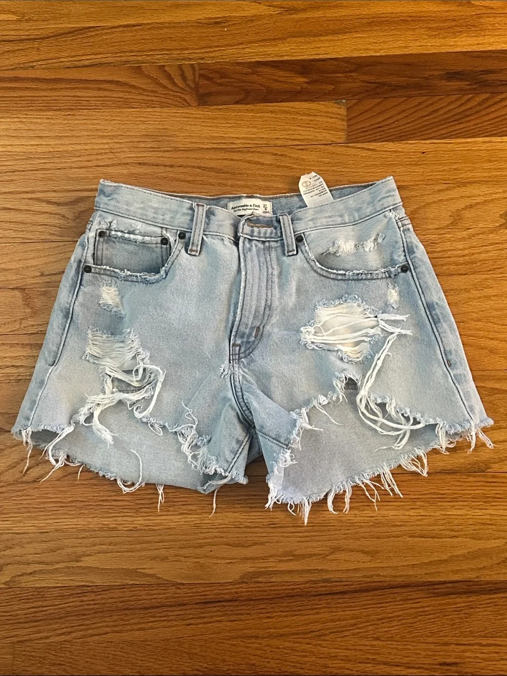 Abercrombie & Fitch Light Blue Distressed Jean Shorts Sz 4 with Bonus Crop Top M